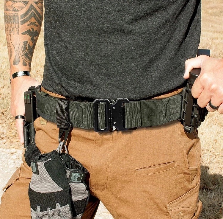 Heavy-Duty Tactical OD Green  Battle Belt,Quick-Release Size Large