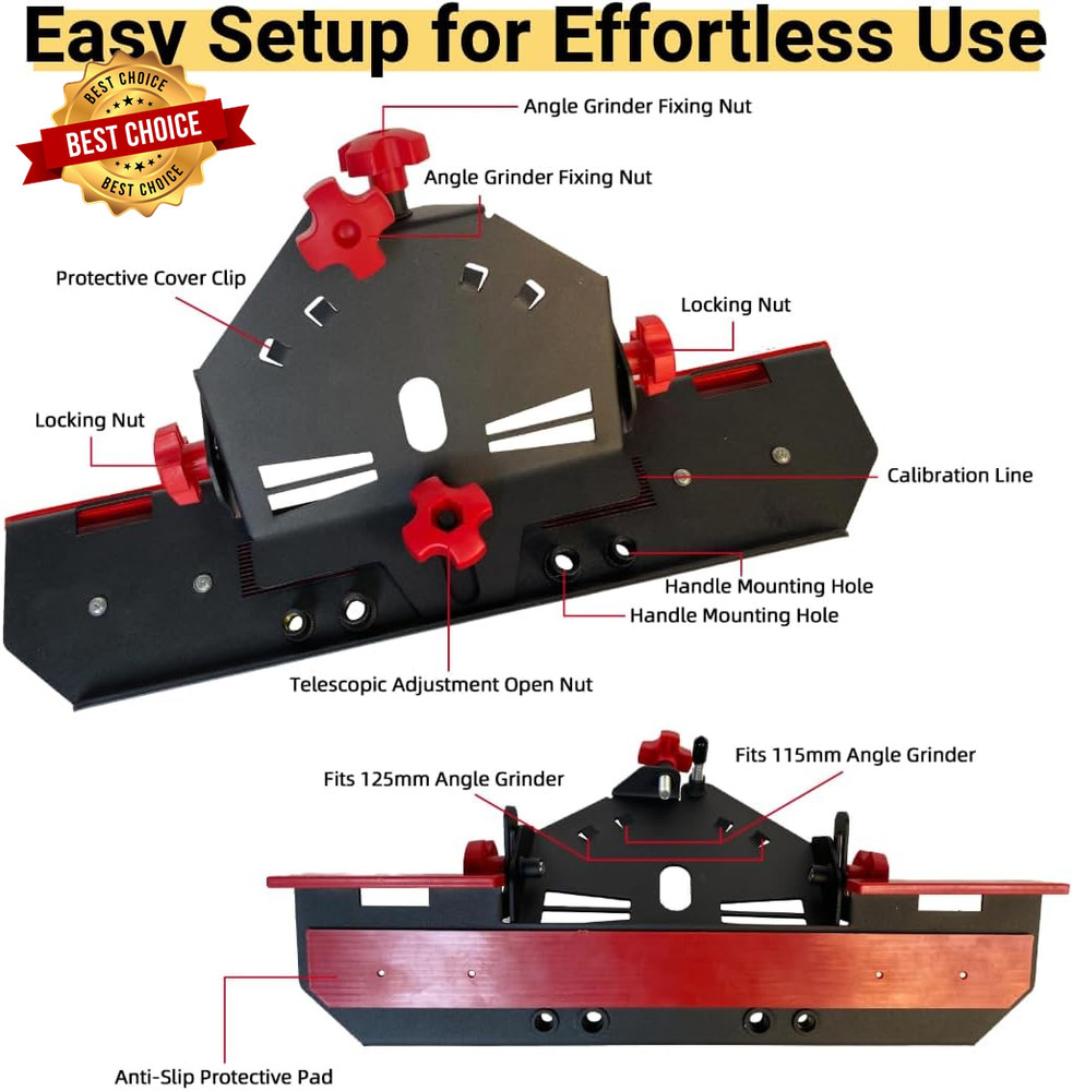 45 Degree Tile Chamfering Tool - Precision Mitering Bracket for 4-1/2" & 5" Angl