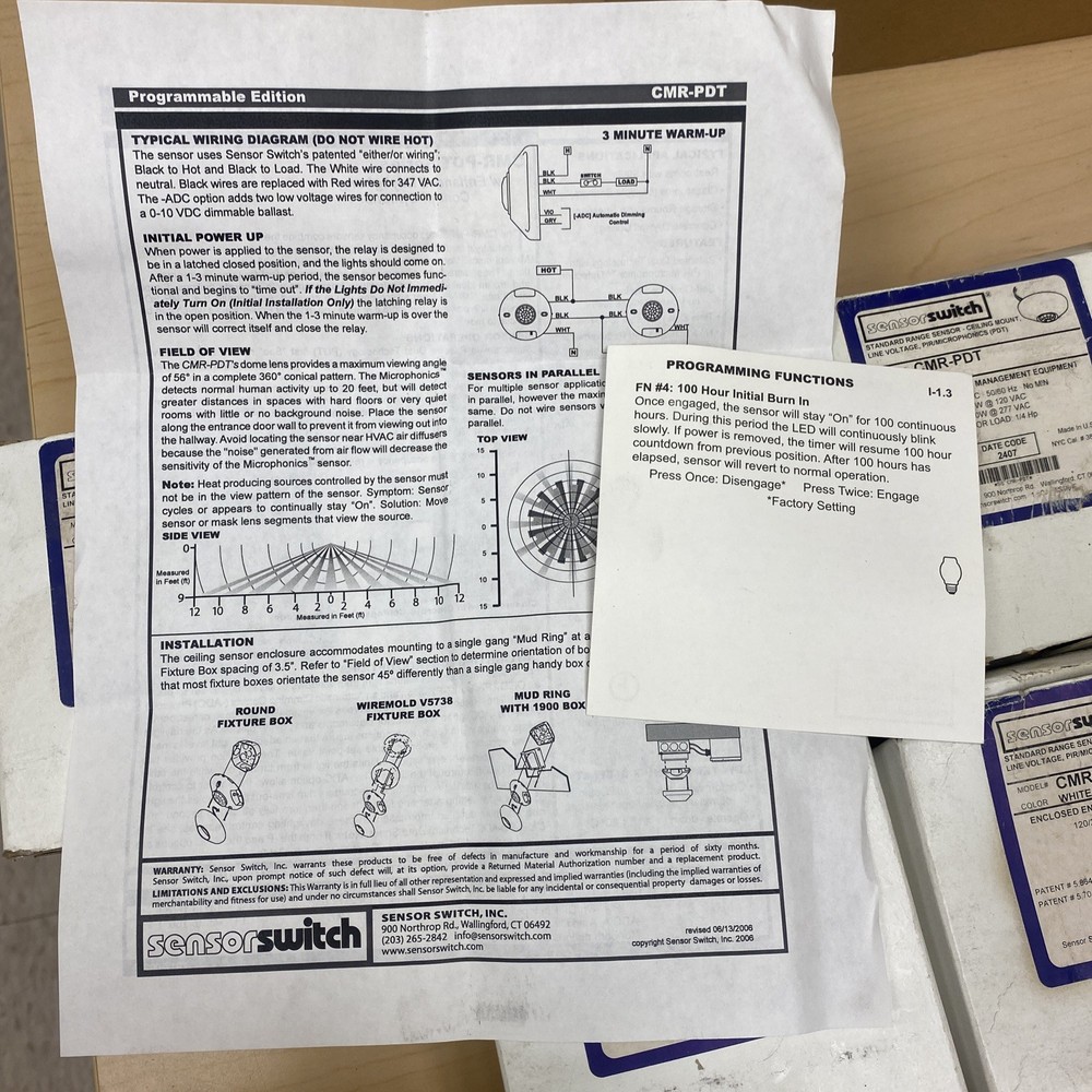 CMR-PDT Standard Range Sensor Ceiling Mount Line Voltage Pir/microphonics (PDT)