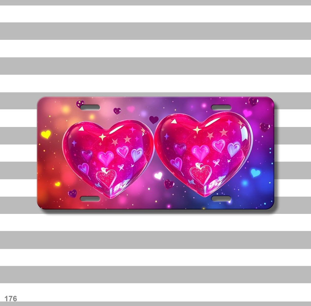 Bold Hearts License Plate Personalized Front Bumper Plate Gift Idea