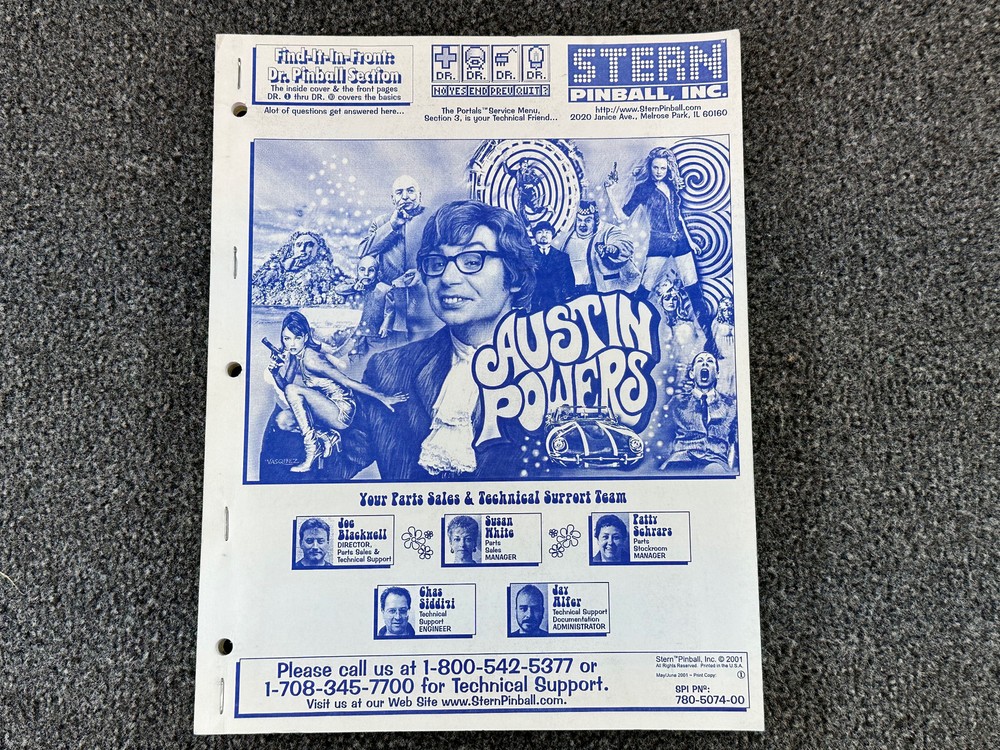 Stern Austin Powers Pinball Machine Game Manual Schematics ORIGINAL