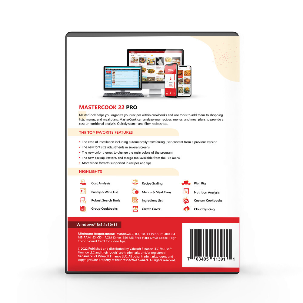 MasterCook 2022 PRO for PC DVD NEW!
