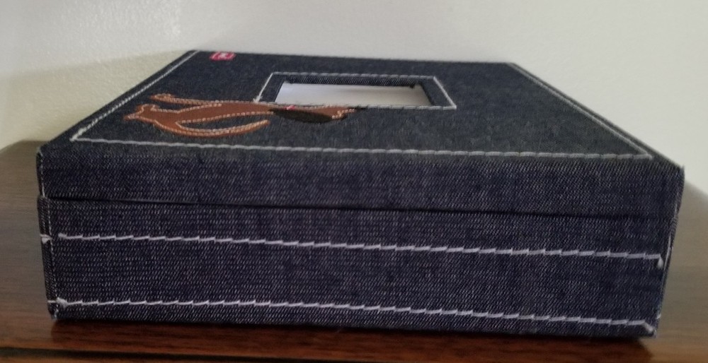 Dog Theme ~ Blue ~ Denim Fabric ~ Multi Purpose ~ Storage Box ~ 8" x 10"