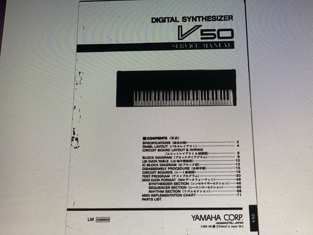 Yamaha V50  Service Manual Digital