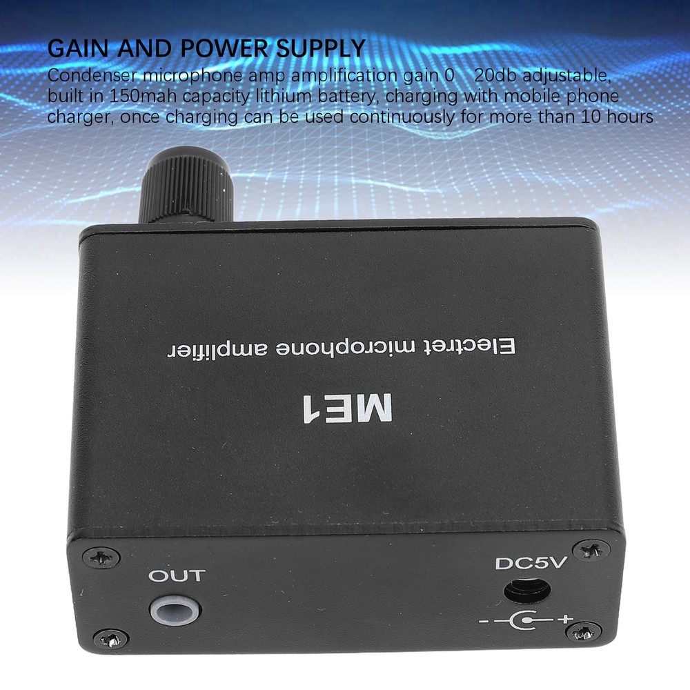 Electret Microphone Amp Adjustable Gain 0‑20db Condenser Mic Headphone