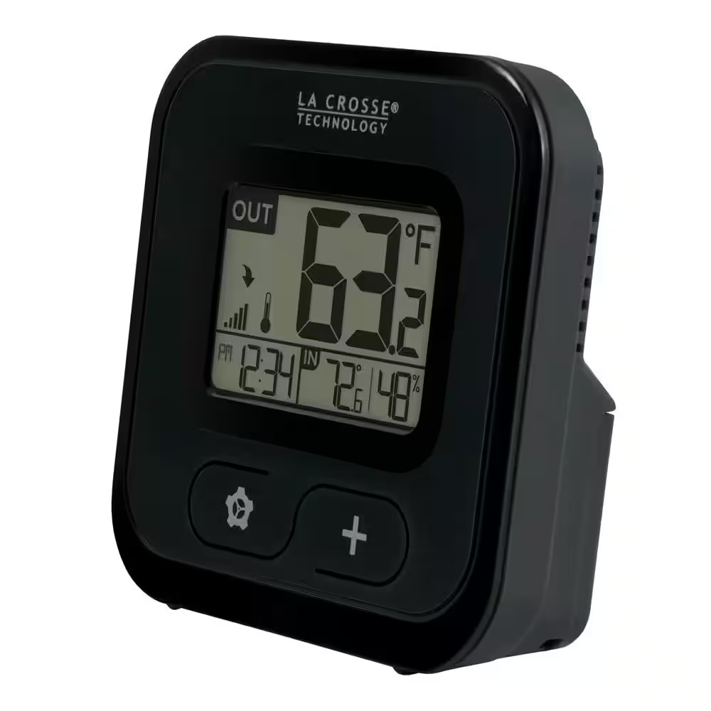 La Crosse Technology Wireless Compact Digital Thermometer Black Indoor Humidity