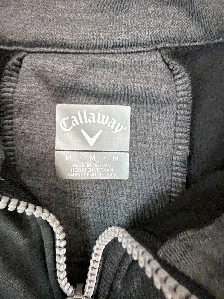 Callaway Mens Medium 1/4 Zip Pullover Golf Jacket Black Gray Athletic