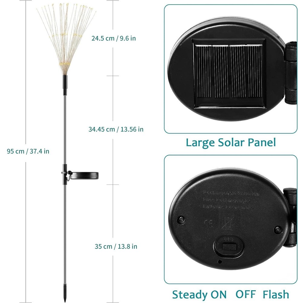 JJGoo Solar Firework Lights, 2 Pack 120 LEDs 2 Lighting 2 Pack, Cool White