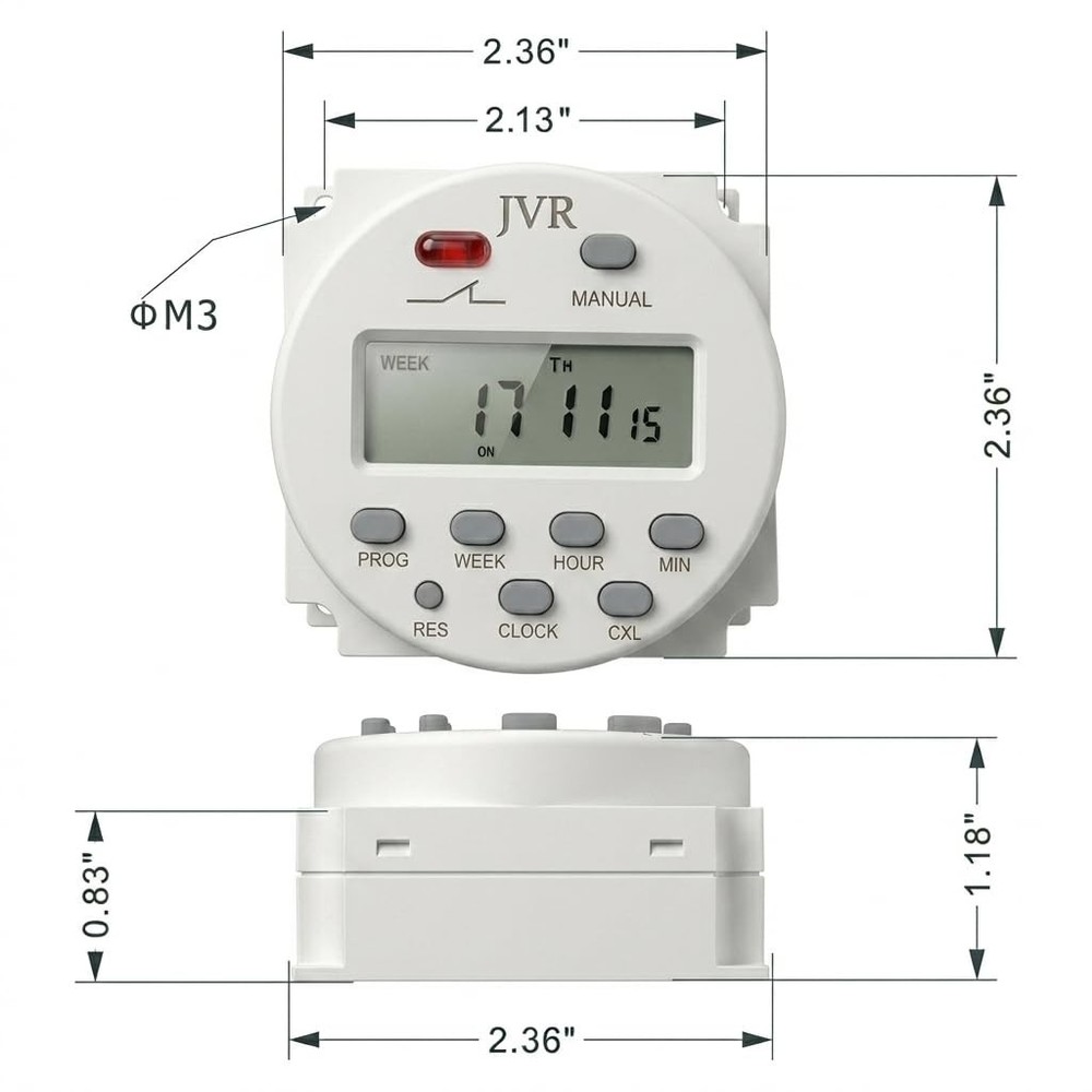 12V Timer Switch - Programmable, DC/AC/Solar Battery Powered | 12 Volt White