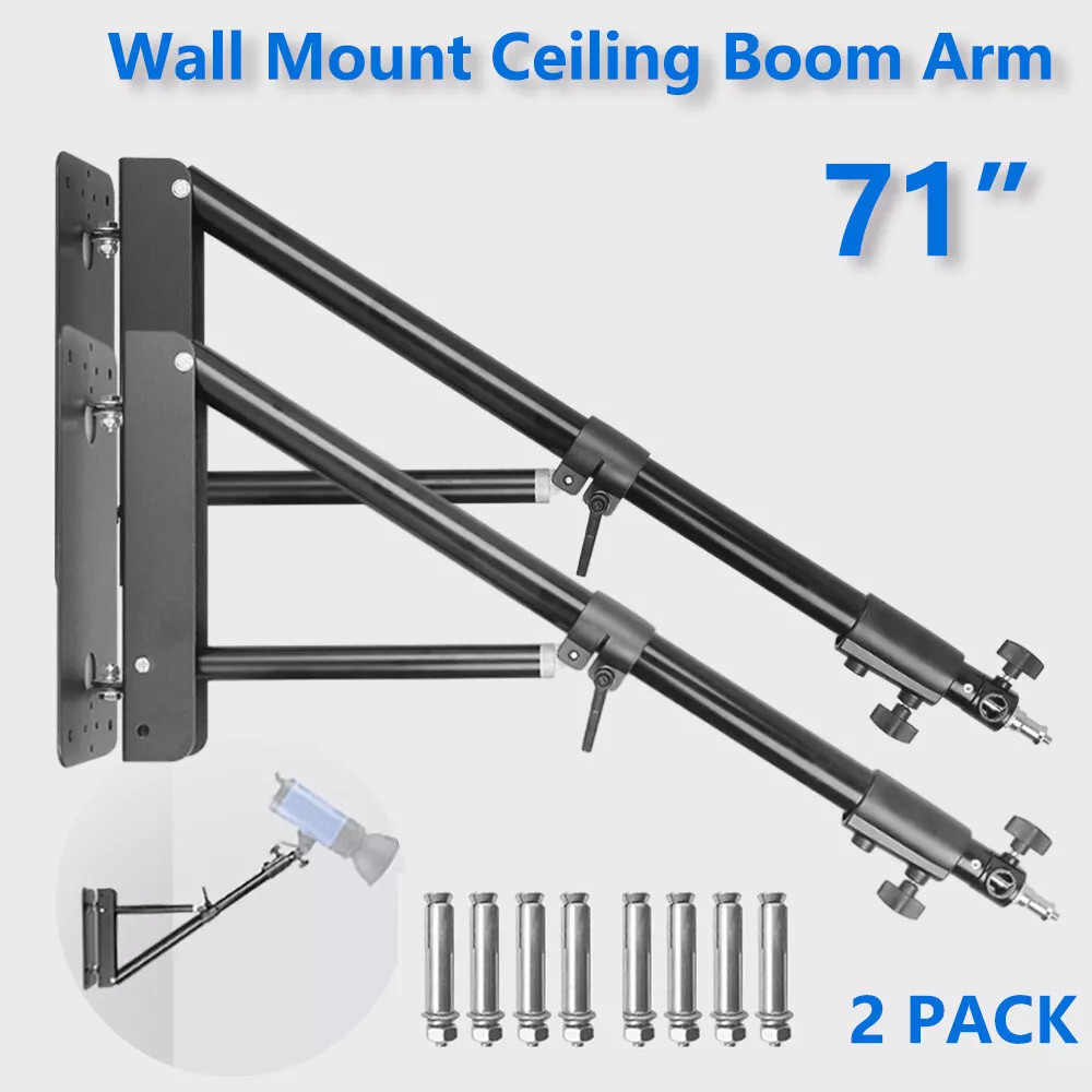 2PACK 71 INCH Wall Mount Triangle Boom Arm for Ring Light, Monolight, Softbox