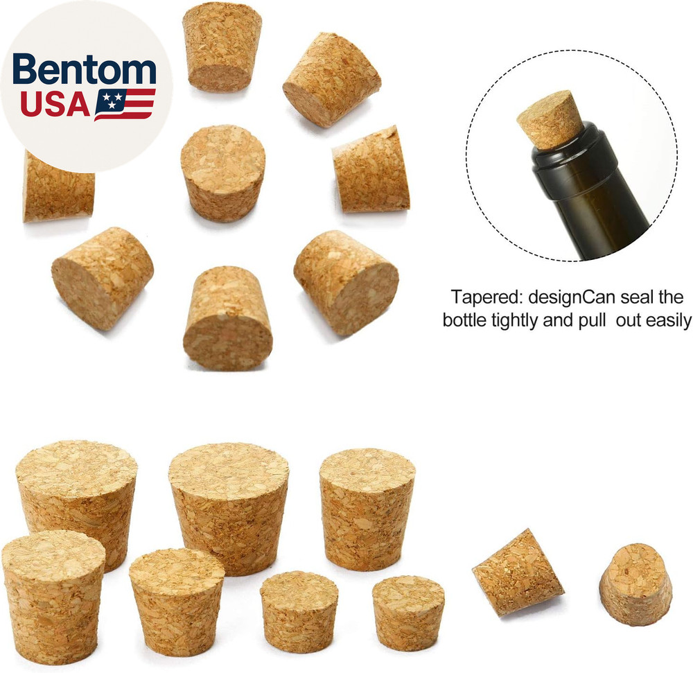 100 Pack Assorted Cork Stoppers Wine Bottle Corks Plugs 10 Sizes Replacement Tap