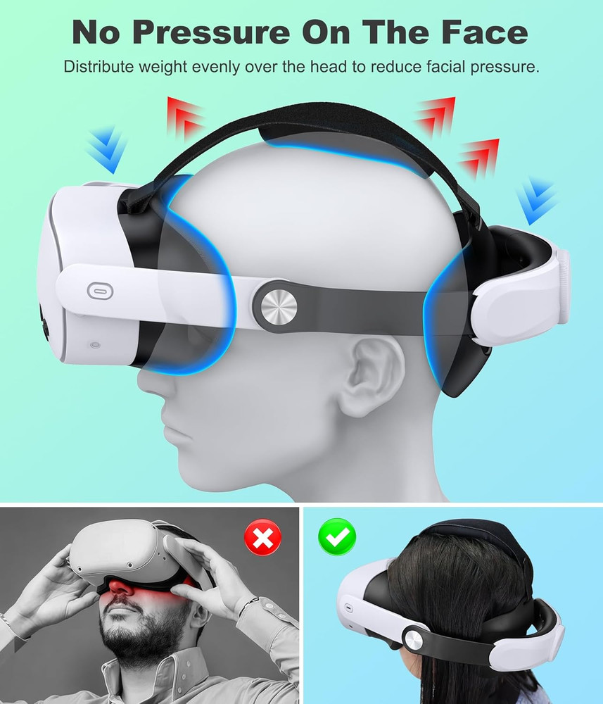 For Meta Quest 3S 3 2 Head Strap Adjustable Elite Comfort VR Headband