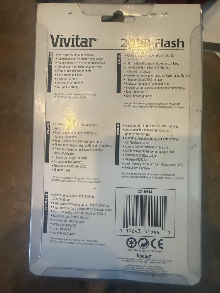 New Vivitar Automatic Flash 2000 35mm SLR