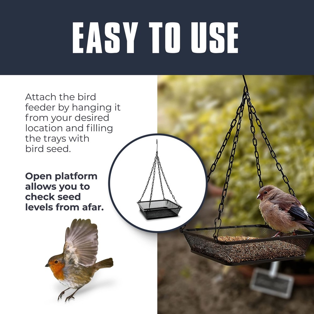 Monarch Abode Hanging Bird Feeder for Outdoors – Birdfeeder Black