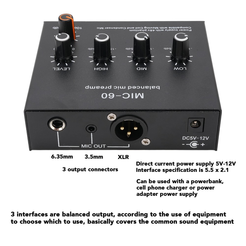 Dynamic Mic Preamp With +60dB Gain For Studio Quality Sound Recording Popular