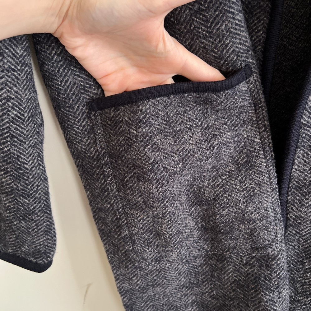 Madewell Black Herringbone Courton Open Front Sweater Coat Size Small