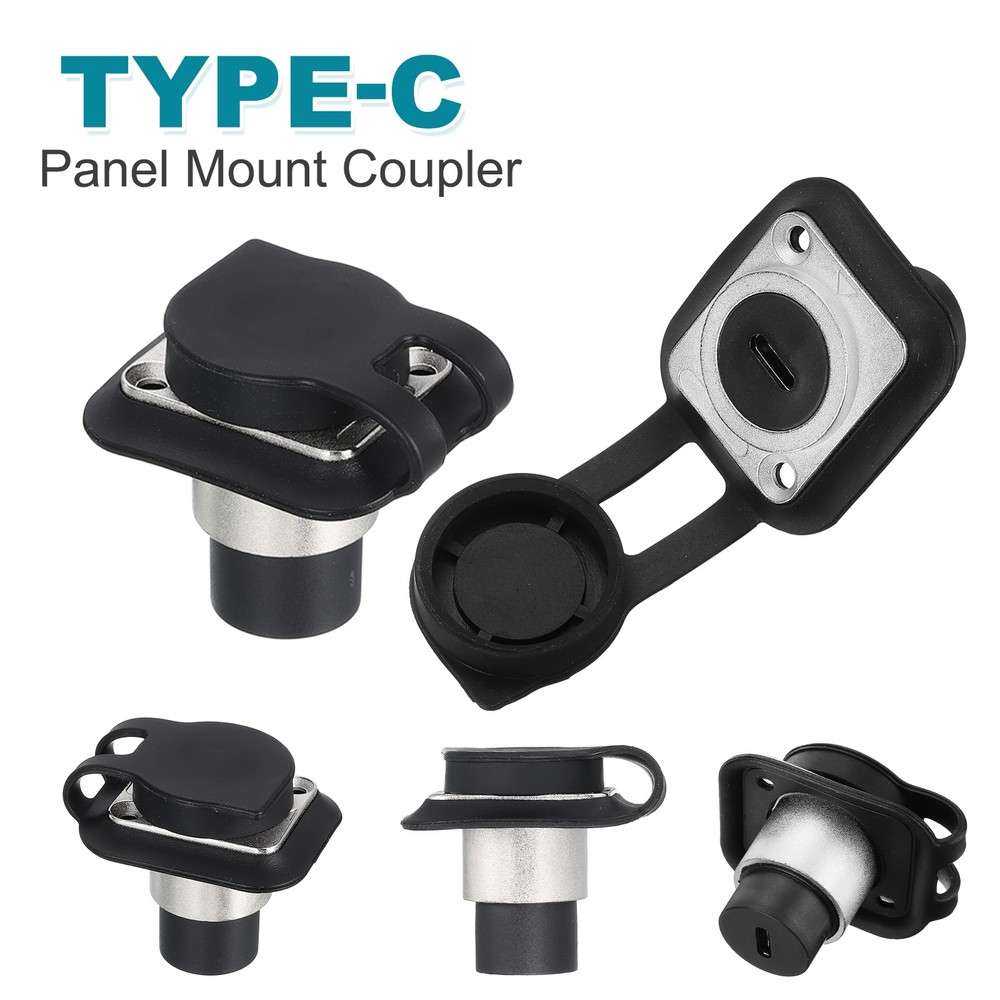 5Pcs Type C Panel Mount Coupler, D-Type USB C Pass Through 10Gbps Silver