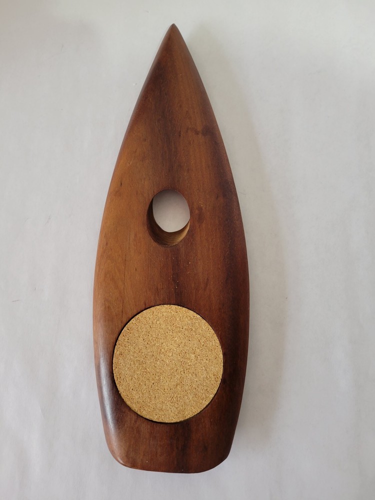 Solid Teak Wine Bottle Support with Coaster for Display