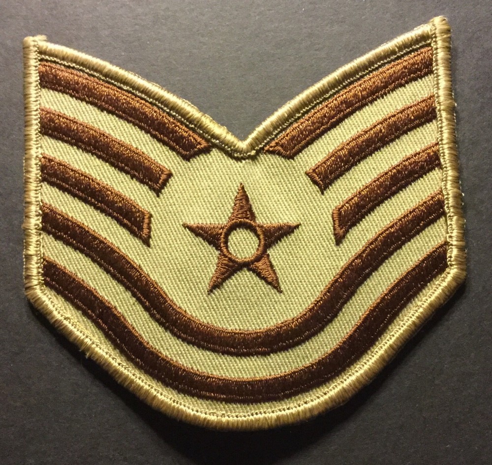 USAF TECHNICAL SERGEANT Tsgt E-6 DCU DESERT 4” Rank Patch Air Force Embroidered