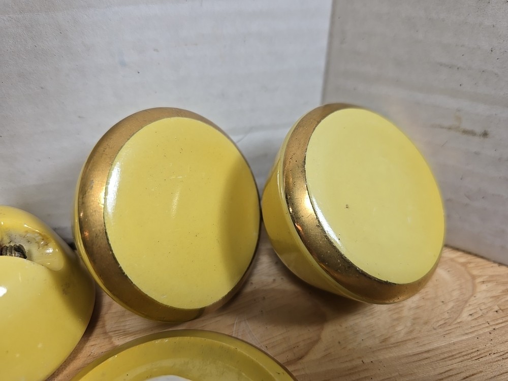 1960s rare Yellow Ceramic Door Knobs lot