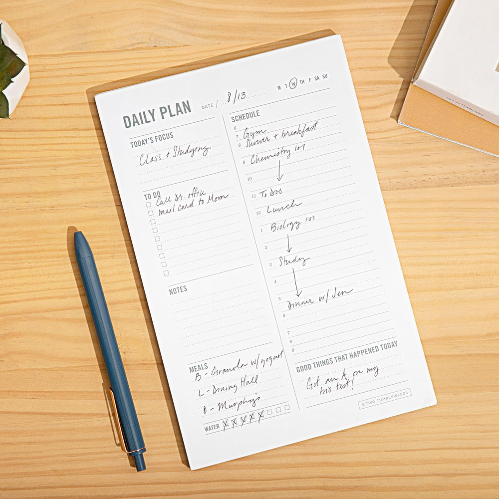 Daily Planner Notepad with Hourly Schedule - ADHD Planner, Time Block Planning P