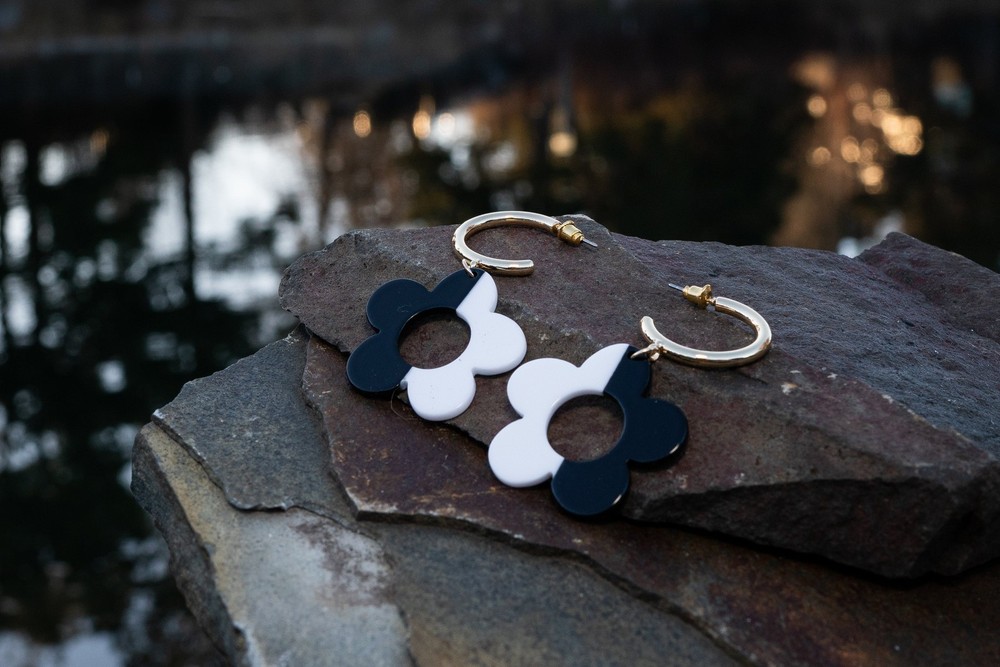 Hoop Flower Drop Earring