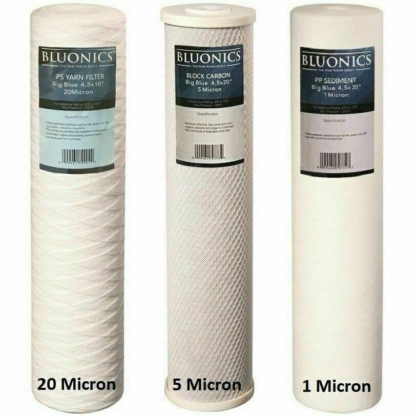 3 pcs String-wound Sediment, Carbon & Sediment Filter Set for Whole House System