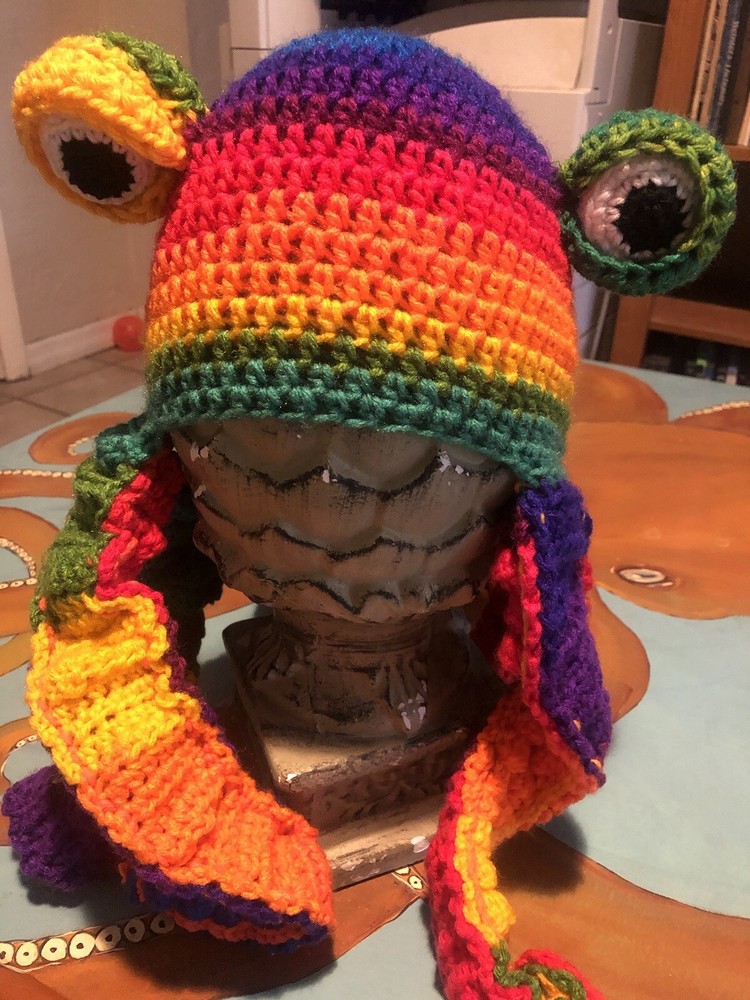 Kraken octopus crocheted hat Bold Multicolored