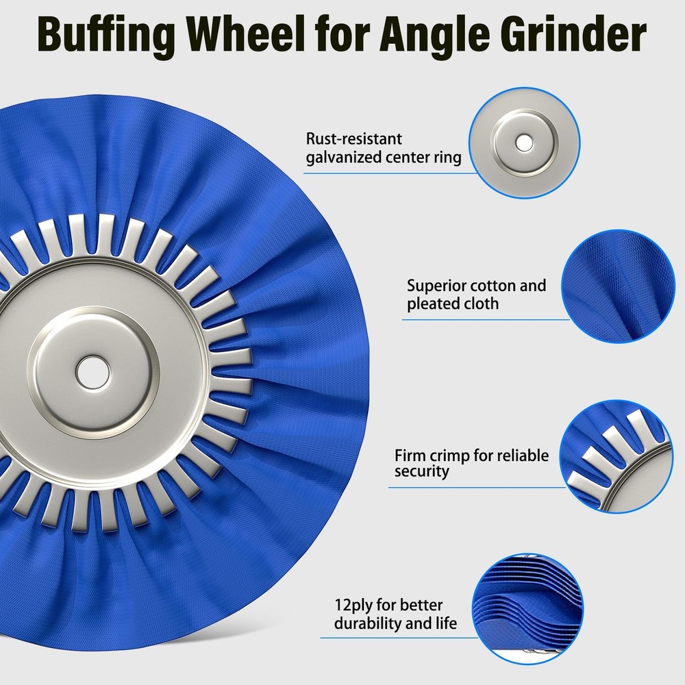 BURMONG 8" Airway Buffing Wheels for 4.5" Angle Grinder, 9PCS Buffer...