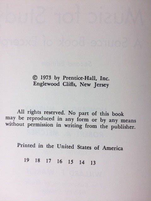 MUSIC FOR STUDY, A SOURCE BOOK FOR EXCERPTS, BY MURPHY, MELCHER, WARCH, 2ND EDIT