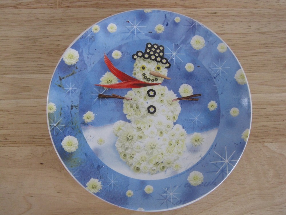 Snowman Ceramic Appetizer Plates Set of 4 by Precidio