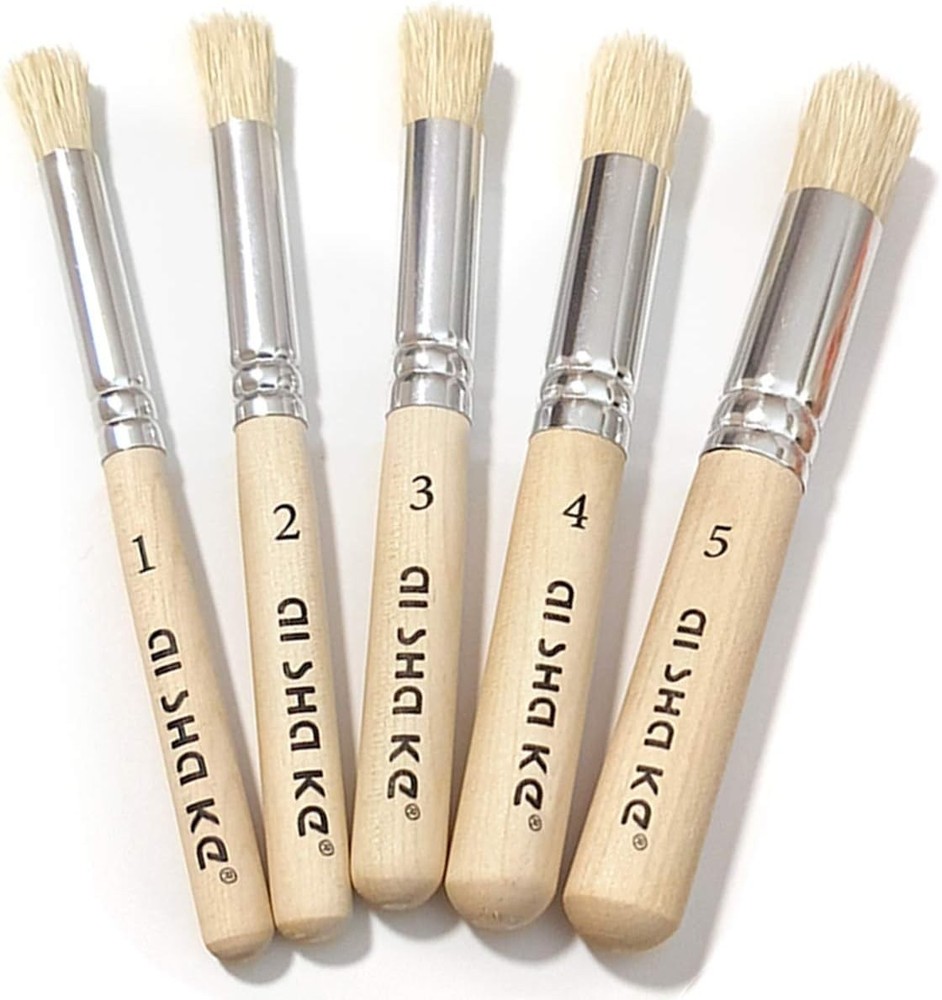 Stencil Brushes Set, Natural Bristle Wooden Handle Template