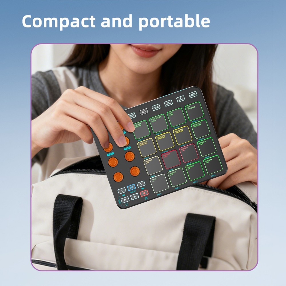 16 RGB Pads Wireless MIDI Controller For Beginners SRMB