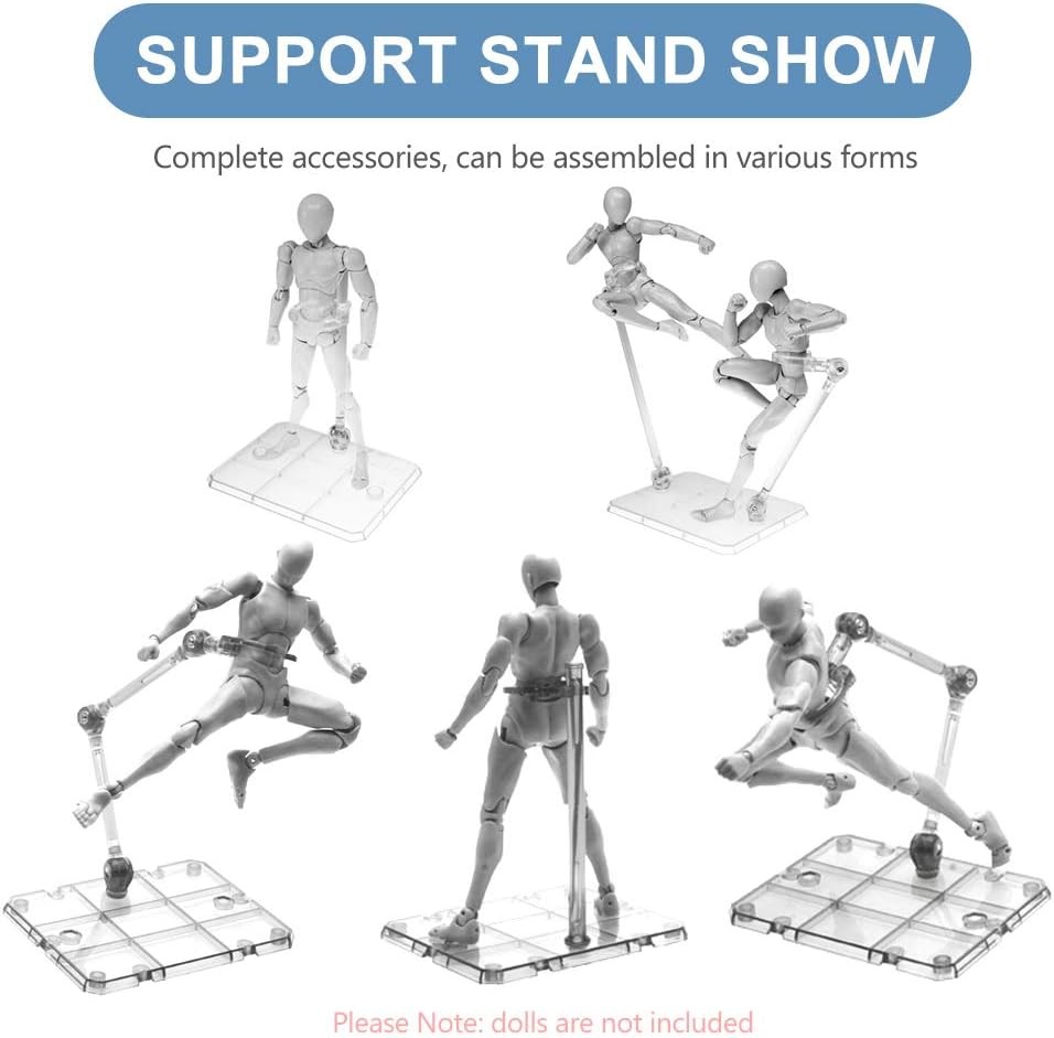 Action Figure Stand, 8 PCS Assembly Display Holder Base clear