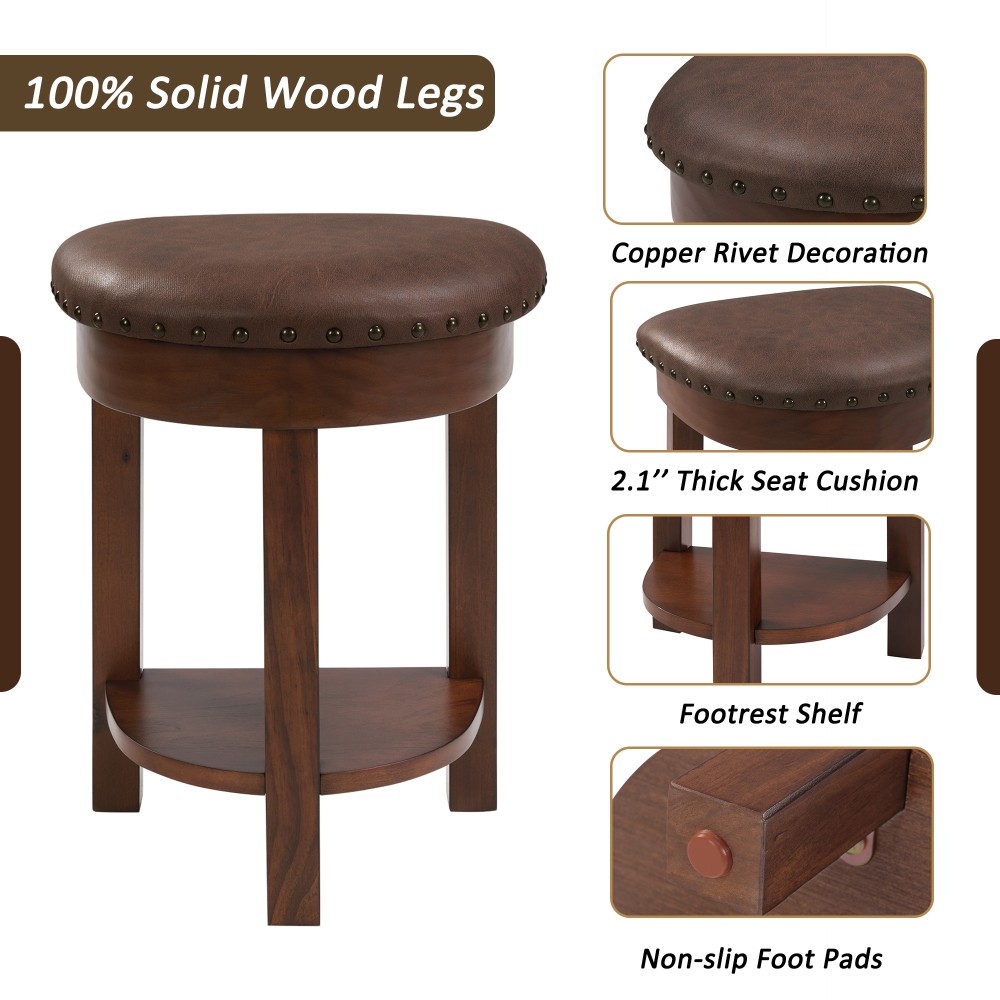 4 Piece Bar Table Set with3 PU Upholstered Bar Stools Breakfast Table