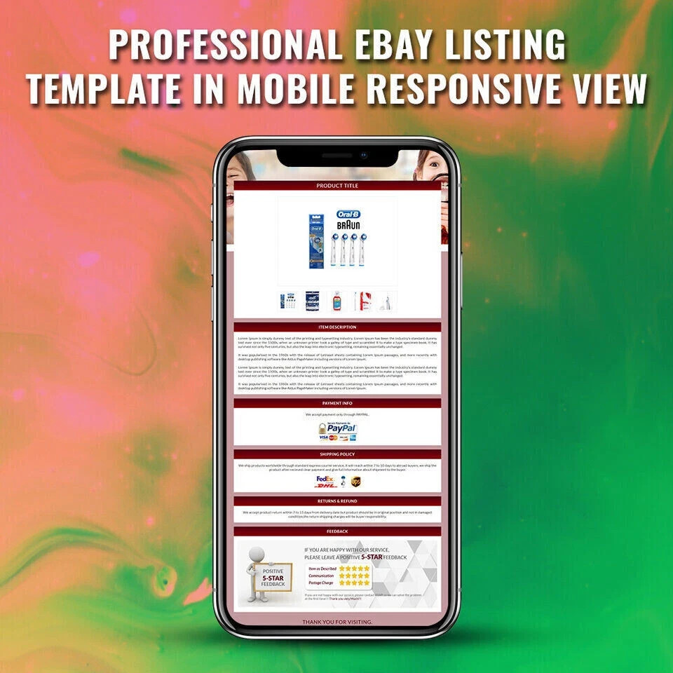 Professional eBay Templates Mobile Responsive eBay Listing Auction Template 2026