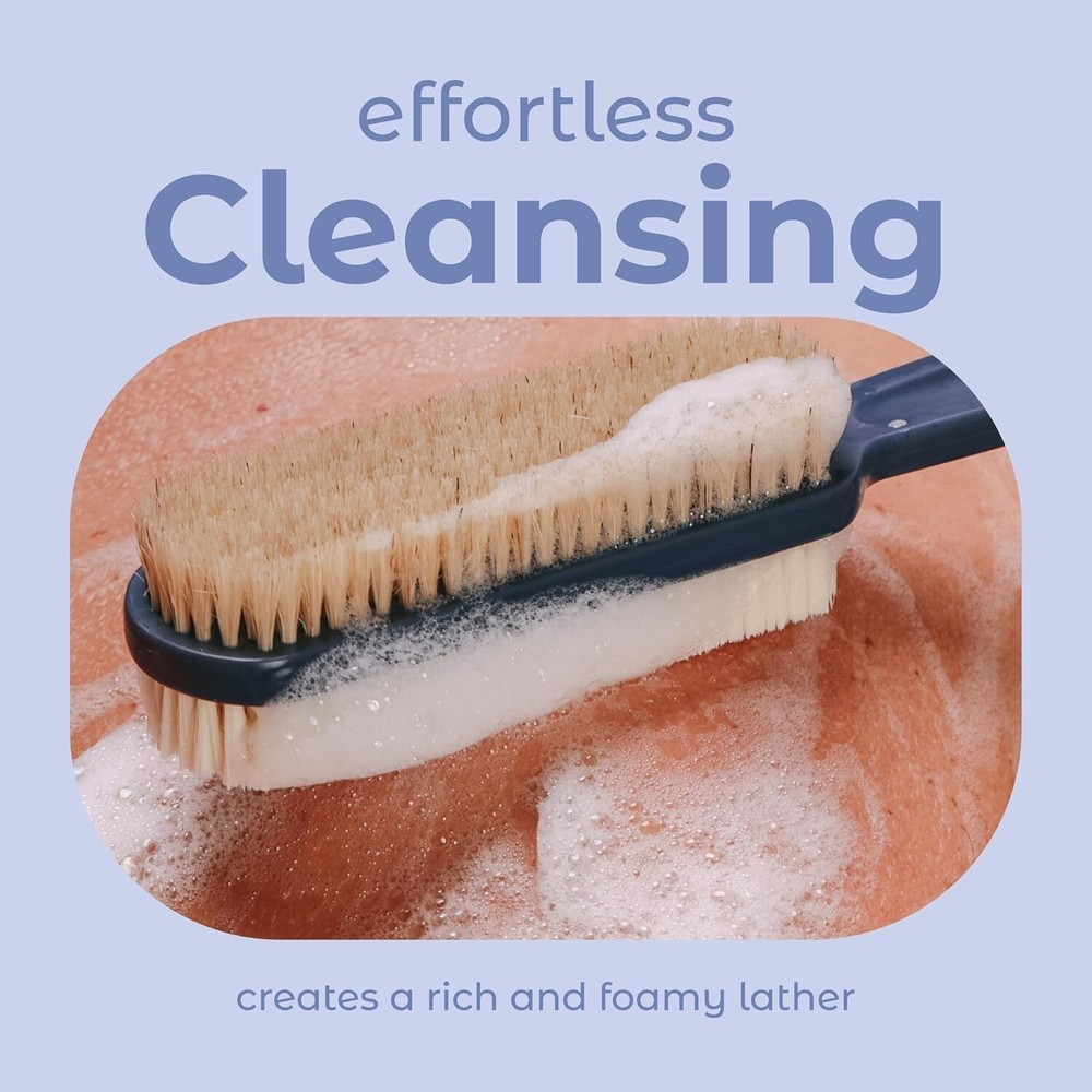 Ergonomic Long Handle Back Scrubber Brush - Soft & Stiff Bristles for Deep Clean