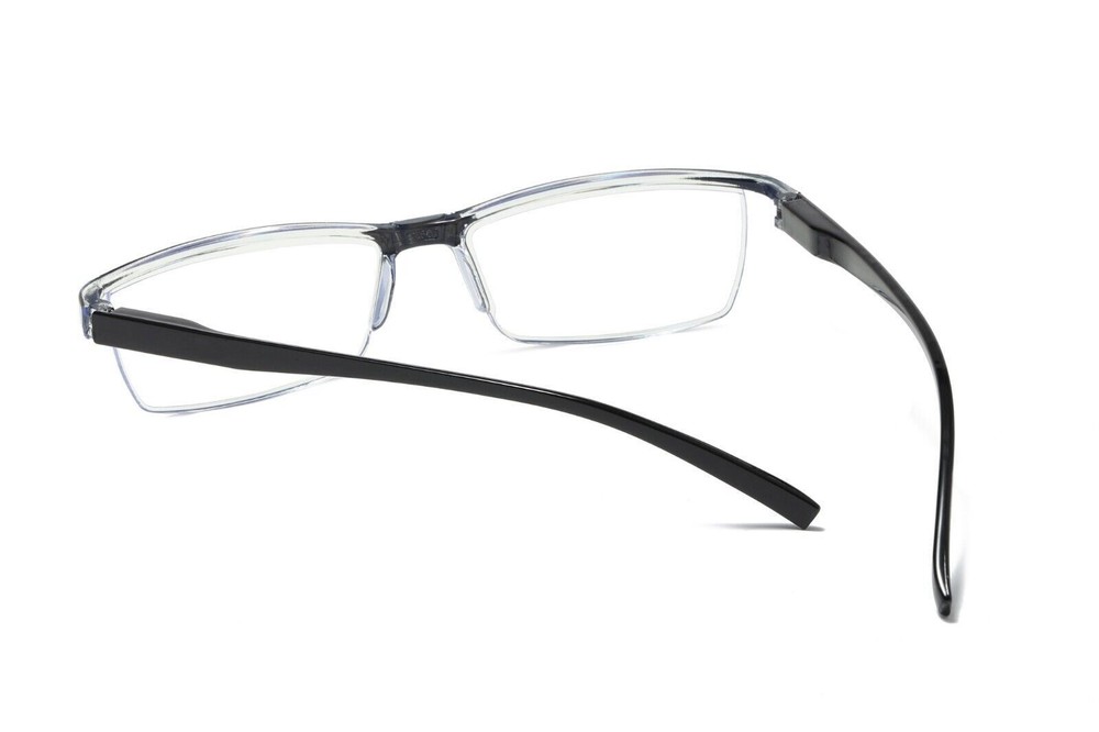 4 Pair Mens Rectangular Blue Light Blocking Reading Glasses Spring Hinge Readers
