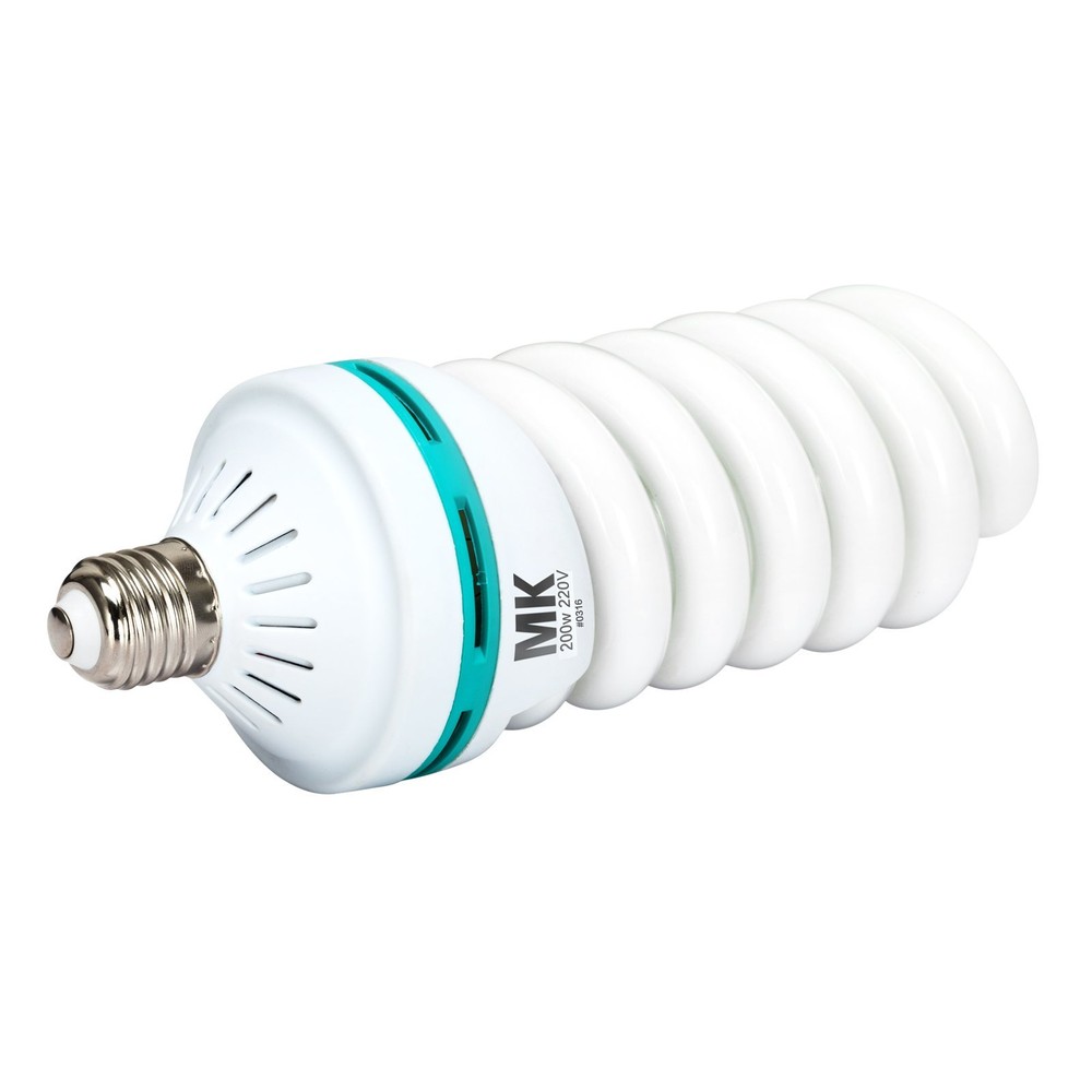 MK 200W Video Studio Continuous E27 Fluorescent Tricolor Light Bulb 5500K 220V