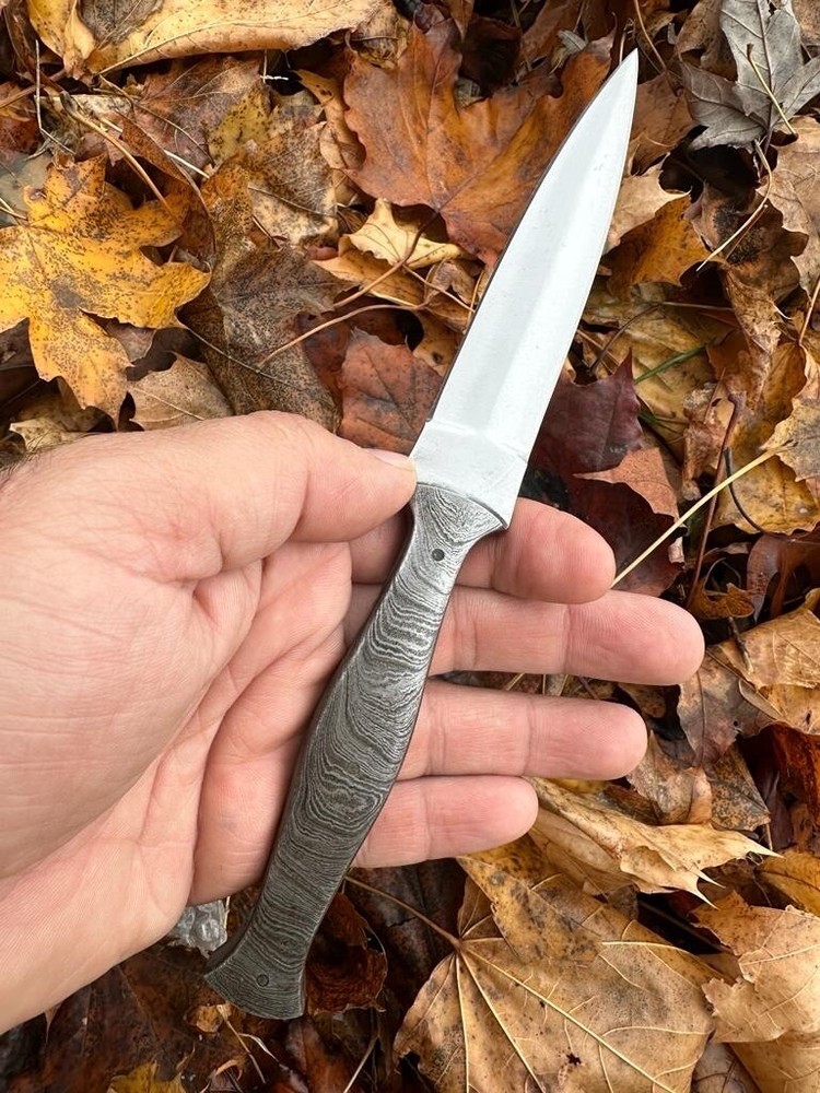 Handmade Double-Edged V48 Military Dagger Fix Blade boot Knife Damascus Handle