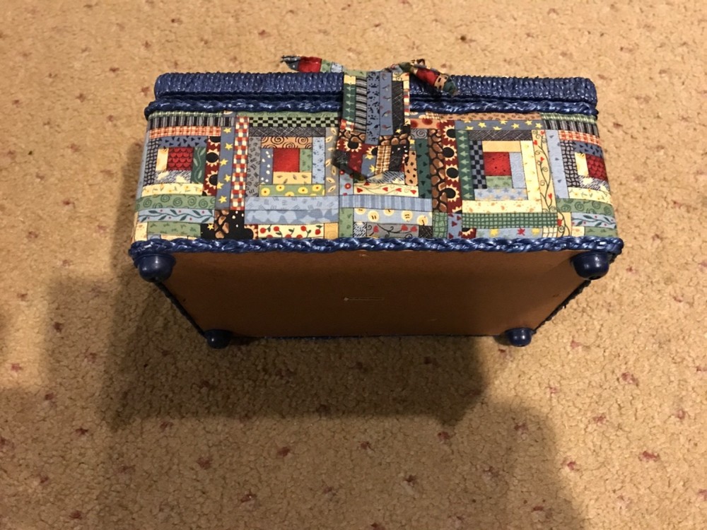 Multicolored Sewing Basket 12” Wide W/Accessory Tray