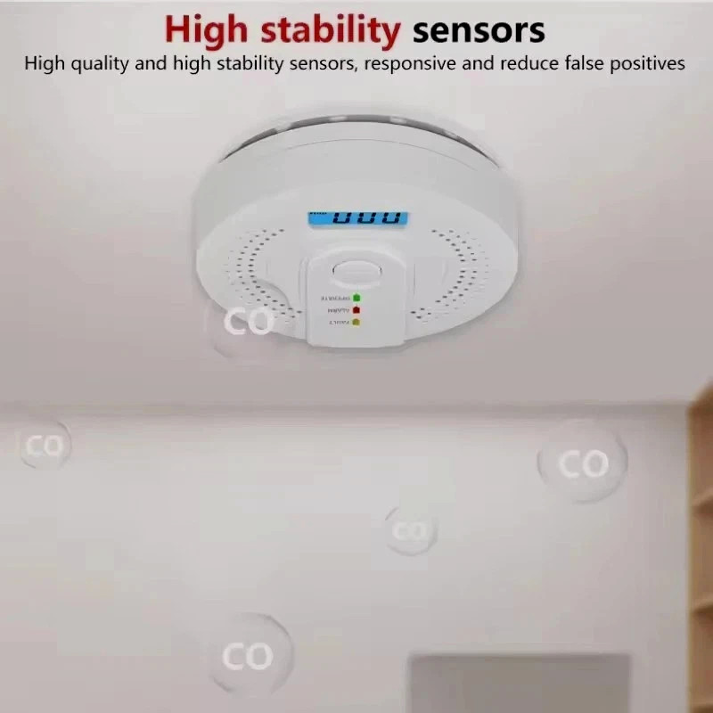 Carbon Monoxide Detector Warning Safety Alarm Sensor LED Digital Battery Powered