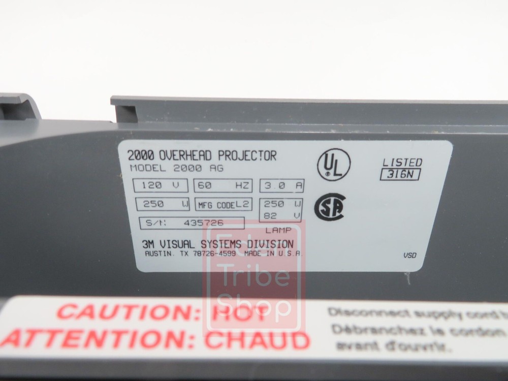 3M Model 2000 AG Overhead Projector Briefcase Portable NEEDS BULB!