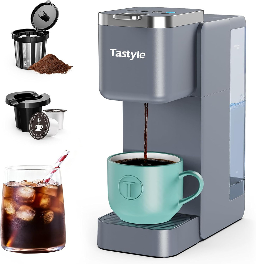 Single Serve Coffee Maker, Iced and Hot Coffee Machine for K Cup & Grounds, Comp