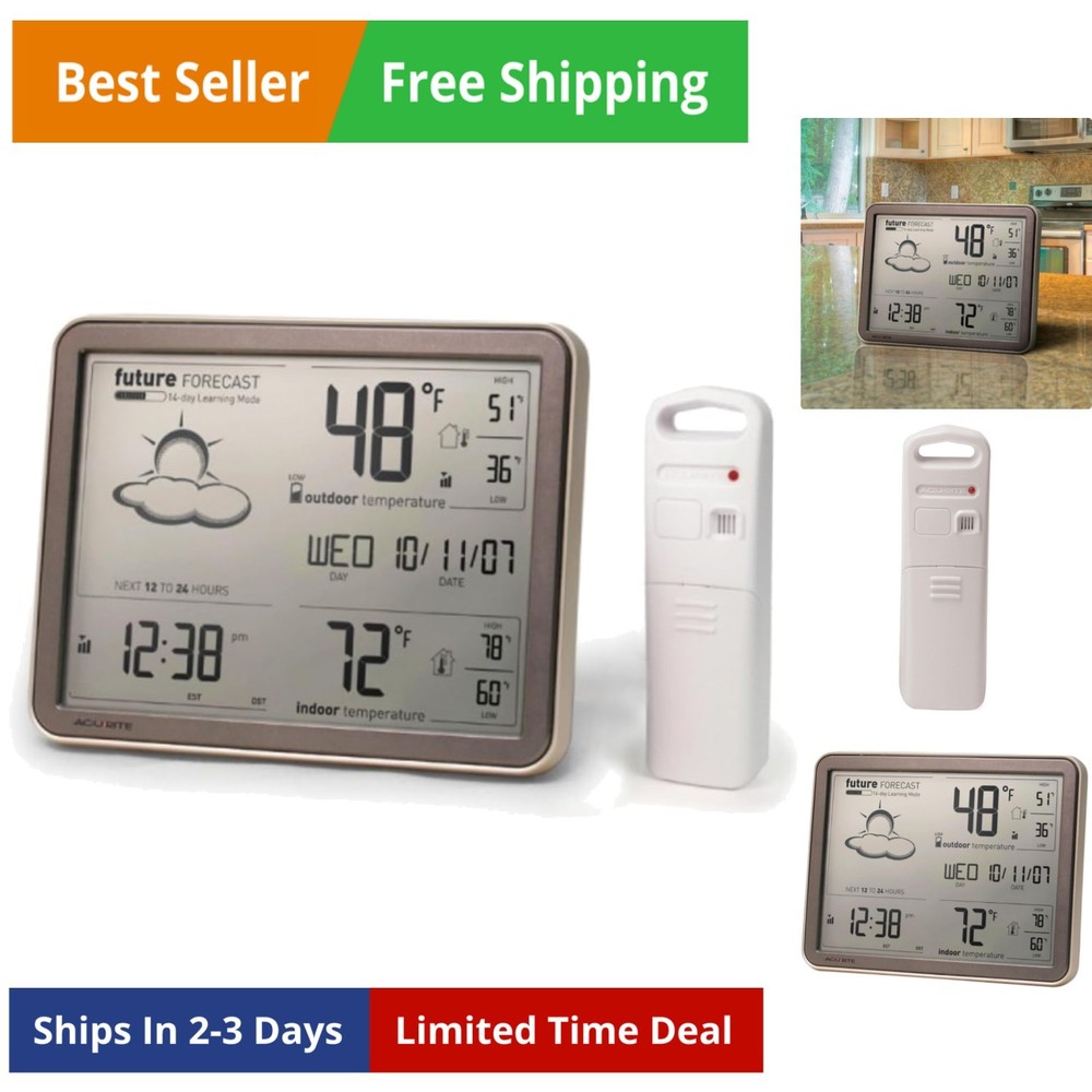 Self-Learning Forecast Wireless Weather Station with Large Display and Atomic...