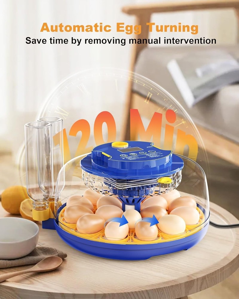 18-Egg Incubator with Automatic Turning & Humidity Control for All Eggs