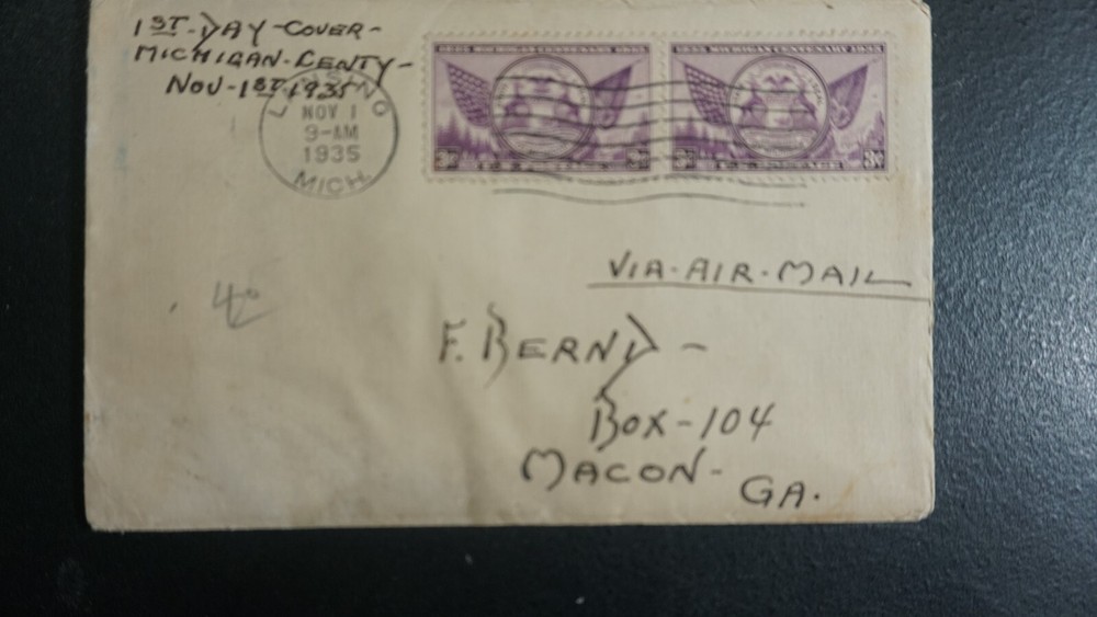 1935 Michigan Centenary FDC