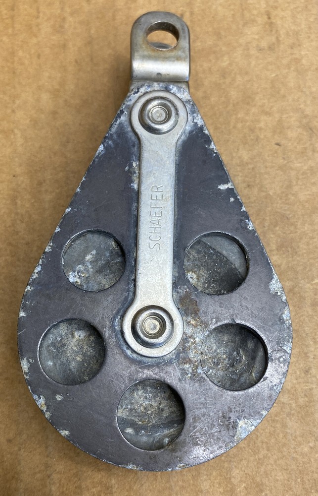 Vintage SCHAEFER SINGLE ALUMINUM BLOCK Sailing Rigging Old School 4-3/4”length