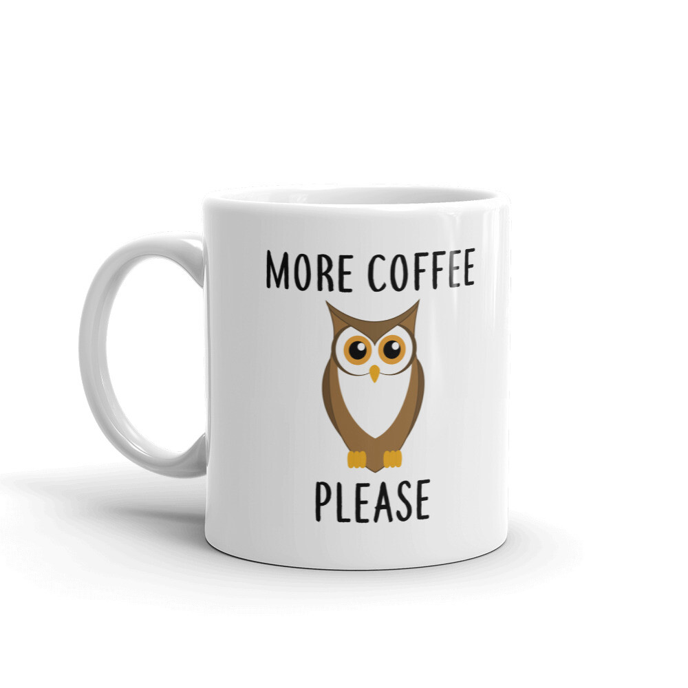 More Coffee Please Owl Animal Coffee Tea Ceramic Mug Office Work Cup Gift