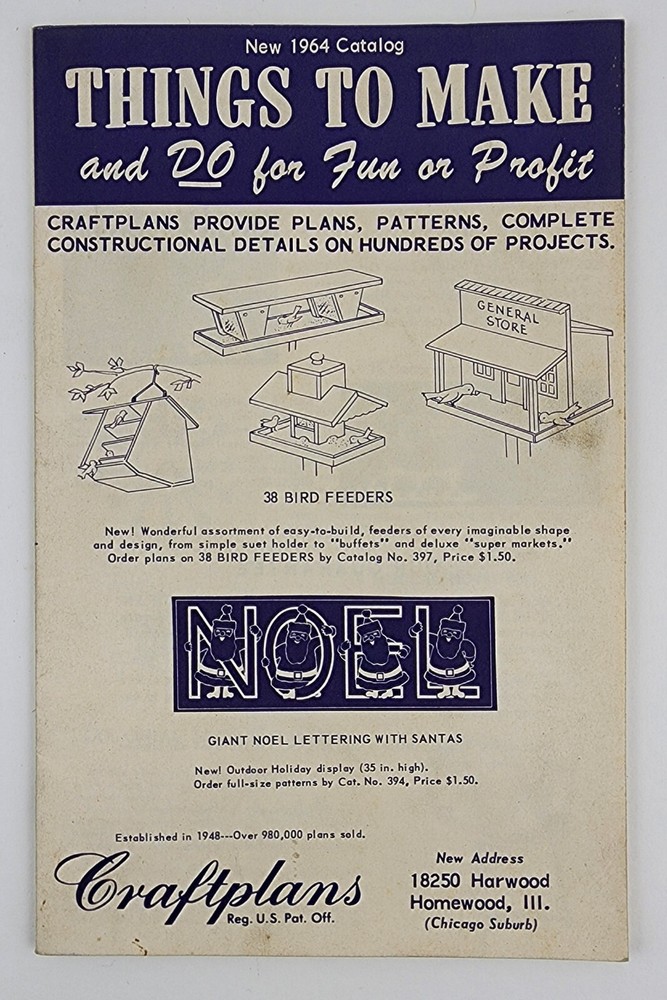 Vintage 1964 Craftplans Woodworking Patterns Catalog